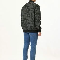 Allegra K Men's Windbreaker Slim Fit Lightweight Long Sleeved Zipper Bomber Jacket