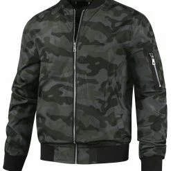 Allegra K Men's Windbreaker Slim Fit Lightweight Long Sleeved Zipper Bomber Jacket