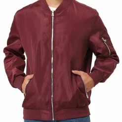 Allegra K Men's Windbreaker Slim Fit Lightweight Long Sleeved Zipper Bomber Jacket