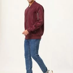 Allegra K Men's Windbreaker Slim Fit Lightweight Long Sleeved Zipper Bomber Jacket