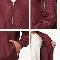Allegra K Men's Windbreaker Slim Fit Lightweight Long Sleeved Zipper Bomber Jacket