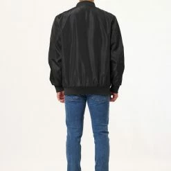 Allegra K Men's Windbreaker Slim Fit Lightweight Long Sleeved Zipper Bomber Jacket