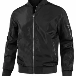 Allegra K Men's Windbreaker Slim Fit Lightweight Long Sleeved Zipper Bomber Jacket