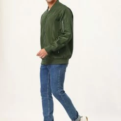 Allegra K Men's Windbreaker Slim Fit Lightweight Long Sleeved Zipper Bomber Jacket