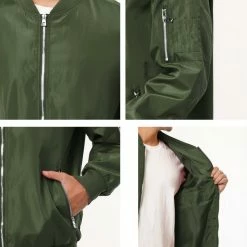 Allegra K Men's Windbreaker Slim Fit Lightweight Long Sleeved Zipper Bomber Jacket