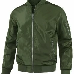 Allegra K Men's Windbreaker Slim Fit Lightweight Long Sleeved Zipper Bomber Jacket