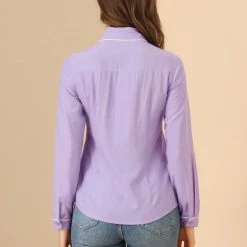 Allegra K Women's Elegant Long Sleeve Point Collar Top Button Down Shirt 14 Allegra K Women's Elegant Long Sleeve Point Collar Top Button Down Shirt