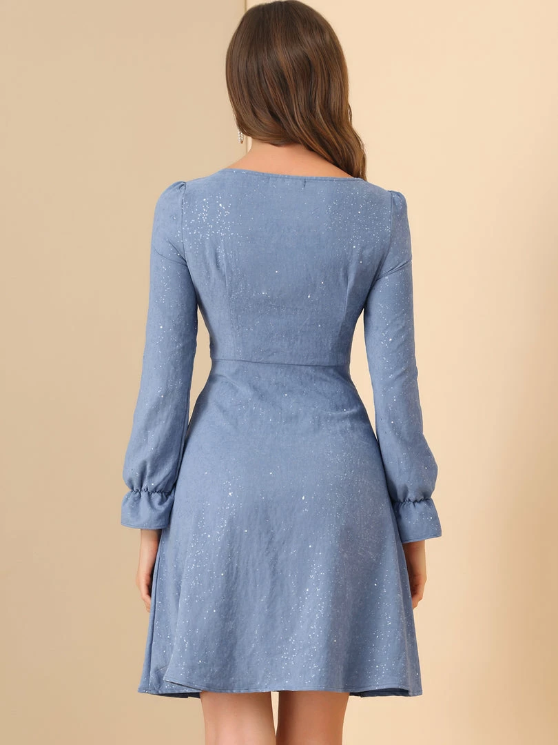 Allegra K Women's Casual Button Down Long Sleeve Elegant A-line Fall Dress 8 Allegra K Women's Casual Button Down Long Sleeve Elegant A-line Fall Dress