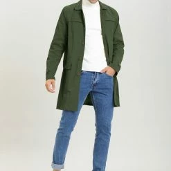 Allegra K Men's Lightweight Trench Coat Single Breasted Slim Fit Jacket Overcoat