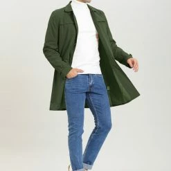 Allegra K Men's Lightweight Trench Coat Single Breasted Slim Fit Jacket Overcoat