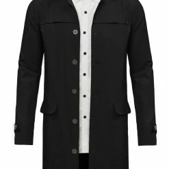 Allegra K Men's Lightweight Trench Coat Single Breasted Slim Fit Jacket Overcoat