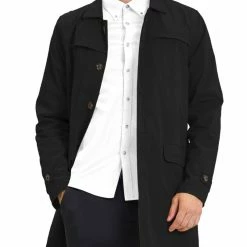 Allegra K Men's Lightweight Trench Coat Single Breasted Slim Fit Jacket Overcoat