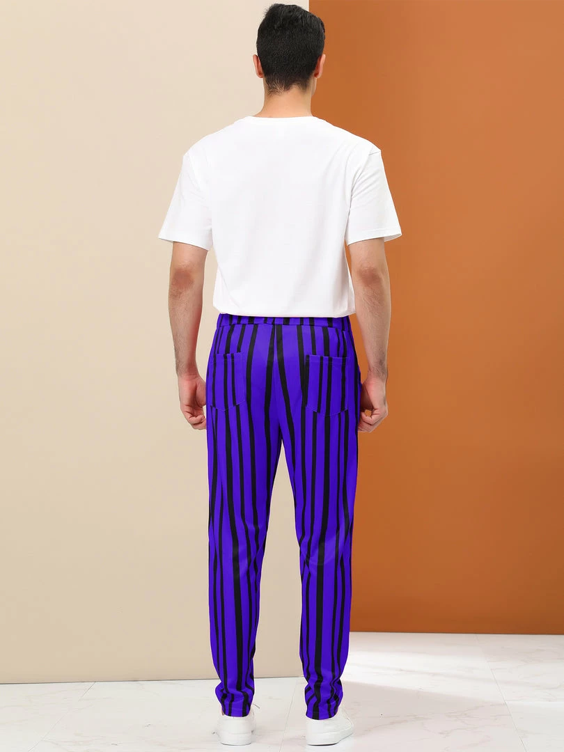 Allegra K Men's Business Striped Pants Color Block Drawstring Slim Fit Dress Trousers 8 Allegra K Men's Business Striped Pants Color Block Drawstring Slim Fit Dress Trousers