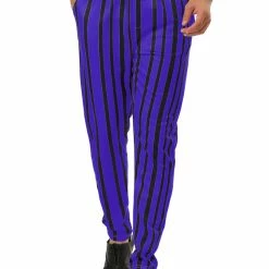Allegra K Men's Business Striped Pants Color Block Drawstring Slim Fit Dress Trousers