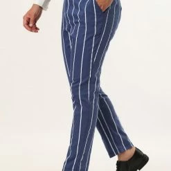 Allegra K Men's Dress Stripe Pants Slim Fit Flat Front Business Suit Trousers Pencil Pants 41 Allegra K Men's Dress Stripe Pants Slim Fit Flat Front Business Suit Trousers Pencil Pants