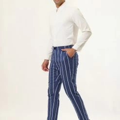 Allegra K Men's Dress Stripe Pants Slim Fit Flat Front Business Suit Trousers Pencil Pants 43 Allegra K Men's Dress Stripe Pants Slim Fit Flat Front Business Suit Trousers Pencil Pants