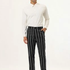 Allegra K Men's Dress Stripe Pants Slim Fit Flat Front Business Suit Trousers Pencil Pants 30 Allegra K Men's Dress Stripe Pants Slim Fit Flat Front Business Suit Trousers Pencil Pants