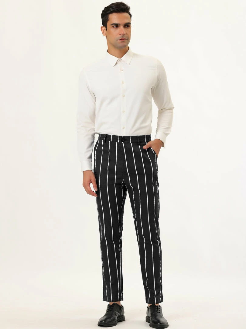 Allegra K Men's Dress Stripe Pants Slim Fit Flat Front Business Suit Trousers Pencil Pants 6 Allegra K Men's Dress Stripe Pants Slim Fit Flat Front Business Suit Trousers Pencil Pants