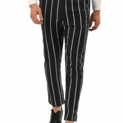 Allegra K Men's Dress Stripe Pants Slim Fit Flat Front Business Suit Trousers Pencil Pants