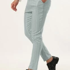 Allegra K Men's Dress Stripe Pants Slim Fit Flat Front Business Suit Trousers Pencil Pants 47 Allegra K Men's Dress Stripe Pants Slim Fit Flat Front Business Suit Trousers Pencil Pants