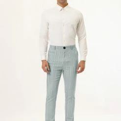 Allegra K Men's Dress Stripe Pants Slim Fit Flat Front Business Suit Trousers Pencil Pants 48 Allegra K Men's Dress Stripe Pants Slim Fit Flat Front Business Suit Trousers Pencil Pants