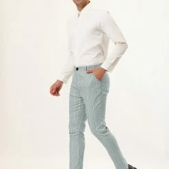 Allegra K Men's Dress Stripe Pants Slim Fit Flat Front Business Suit Trousers Pencil Pants 49 Allegra K Men's Dress Stripe Pants Slim Fit Flat Front Business Suit Trousers Pencil Pants