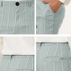 Allegra K Men's Dress Stripe Pants Slim Fit Flat Front Business Suit Trousers Pencil Pants 51 Allegra K Men's Dress Stripe Pants Slim Fit Flat Front Business Suit Trousers Pencil Pants