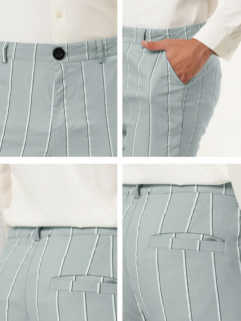 Allegra K Men's Dress Stripe Pants Slim Fit Flat Front Business Suit Trousers Pencil Pants 27 Allegra K Men's Dress Stripe Pants Slim Fit Flat Front Business Suit Trousers Pencil Pants