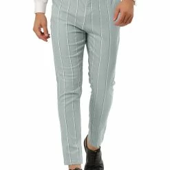 Allegra K Men's Dress Stripe Pants Slim Fit Flat Front Business Suit Trousers Pencil Pants 46 Allegra K Men's Dress Stripe Pants Slim Fit Flat Front Business Suit Trousers Pencil Pants