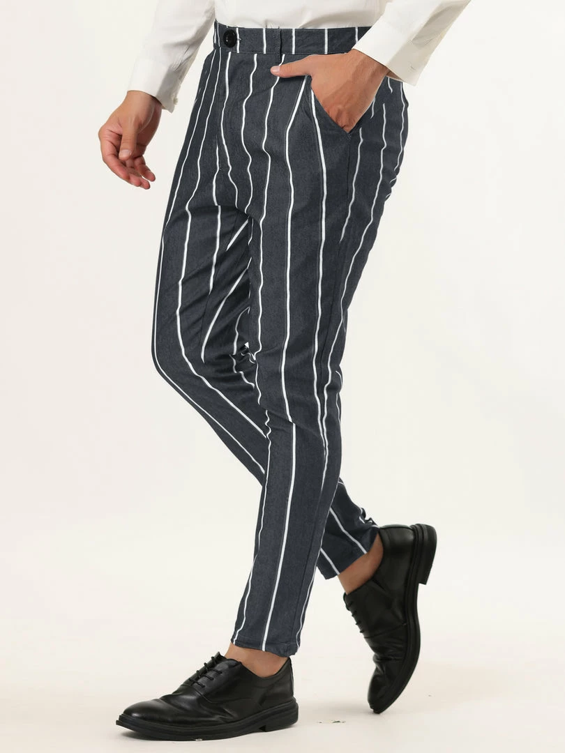 Allegra K Men's Dress Stripe Pants Slim Fit Flat Front Business Suit Trousers Pencil Pants 11 Allegra K Men's Dress Stripe Pants Slim Fit Flat Front Business Suit Trousers Pencil Pants