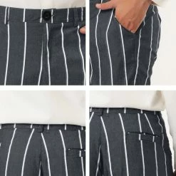 Allegra K Men's Dress Stripe Pants Slim Fit Flat Front Business Suit Trousers Pencil Pants 39 Allegra K Men's Dress Stripe Pants Slim Fit Flat Front Business Suit Trousers Pencil Pants