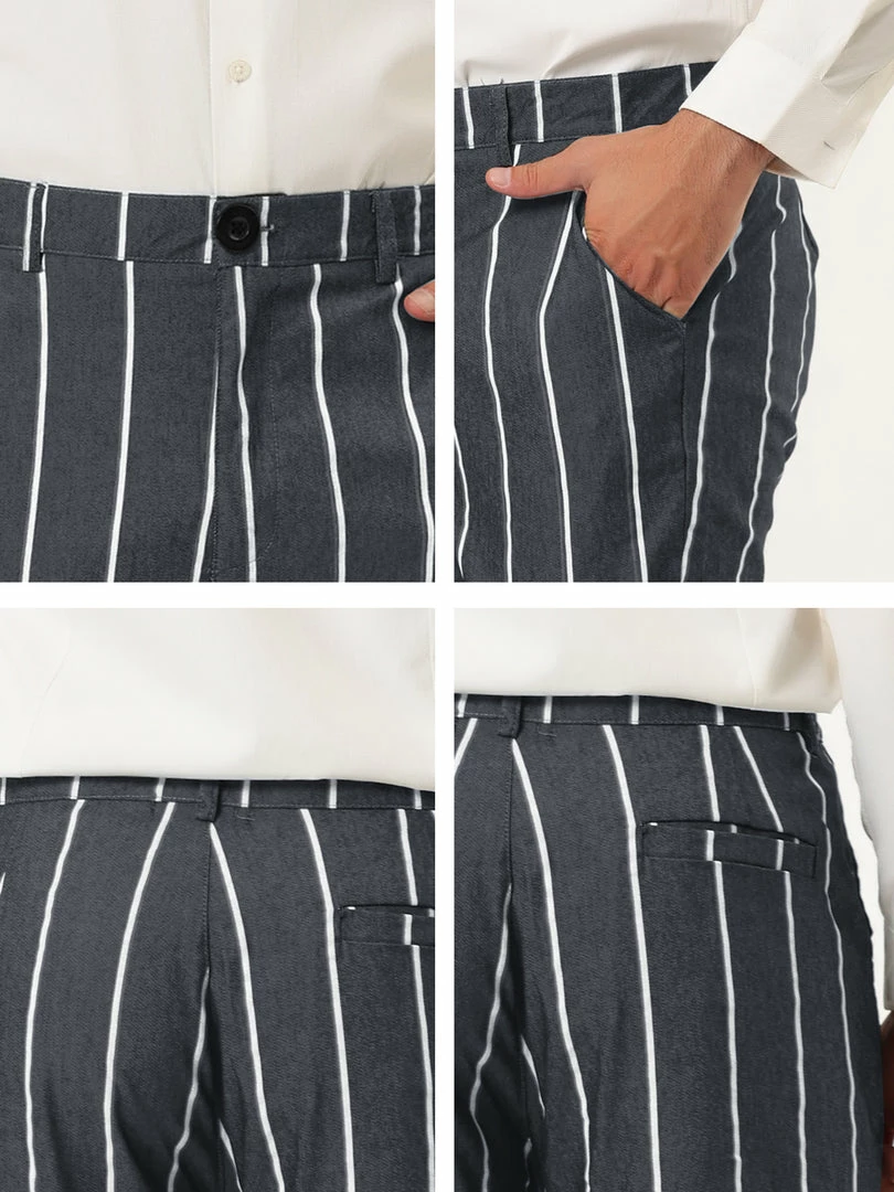 Allegra K Men's Dress Stripe Pants Slim Fit Flat Front Business Suit Trousers Pencil Pants 15 Allegra K Men's Dress Stripe Pants Slim Fit Flat Front Business Suit Trousers Pencil Pants