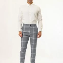 Allegra K Men's Plaid Dress Pants Casual Slim Fit Flat Front Checked Printed Business Trousers 42 Allegra K Men's Plaid Dress Pants Casual Slim Fit Flat Front Checked Printed Business Trousers