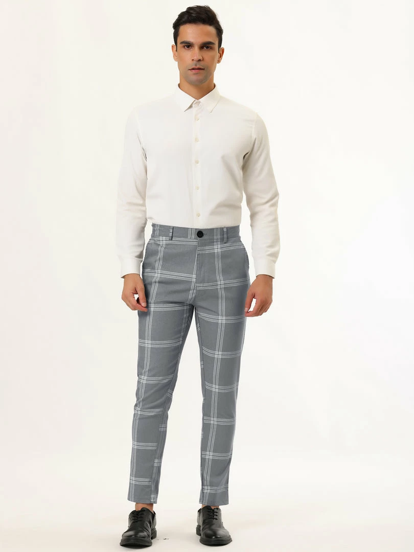 Allegra K Men's Plaid Dress Pants Casual Slim Fit Flat Front Checked Printed Business Trousers 6 Allegra K Men's Plaid Dress Pants Casual Slim Fit Flat Front Checked Printed Business Trousers