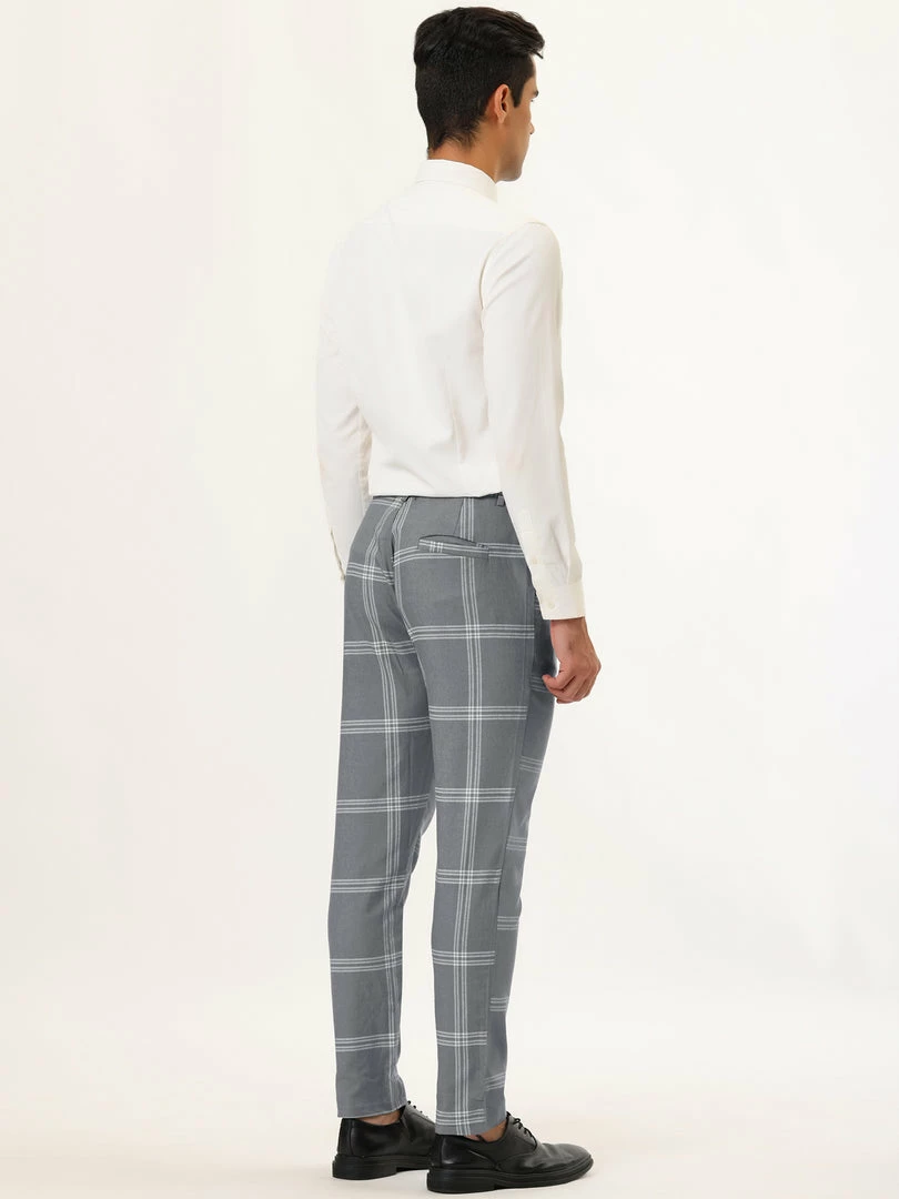 Allegra K Men's Plaid Dress Pants Casual Slim Fit Flat Front Checked Printed Business Trousers 8 Allegra K Men's Plaid Dress Pants Casual Slim Fit Flat Front Checked Printed Business Trousers