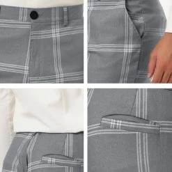 Allegra K Men's Plaid Dress Pants Casual Slim Fit Flat Front Checked Printed Business Trousers 45 Allegra K Men's Plaid Dress Pants Casual Slim Fit Flat Front Checked Printed Business Trousers