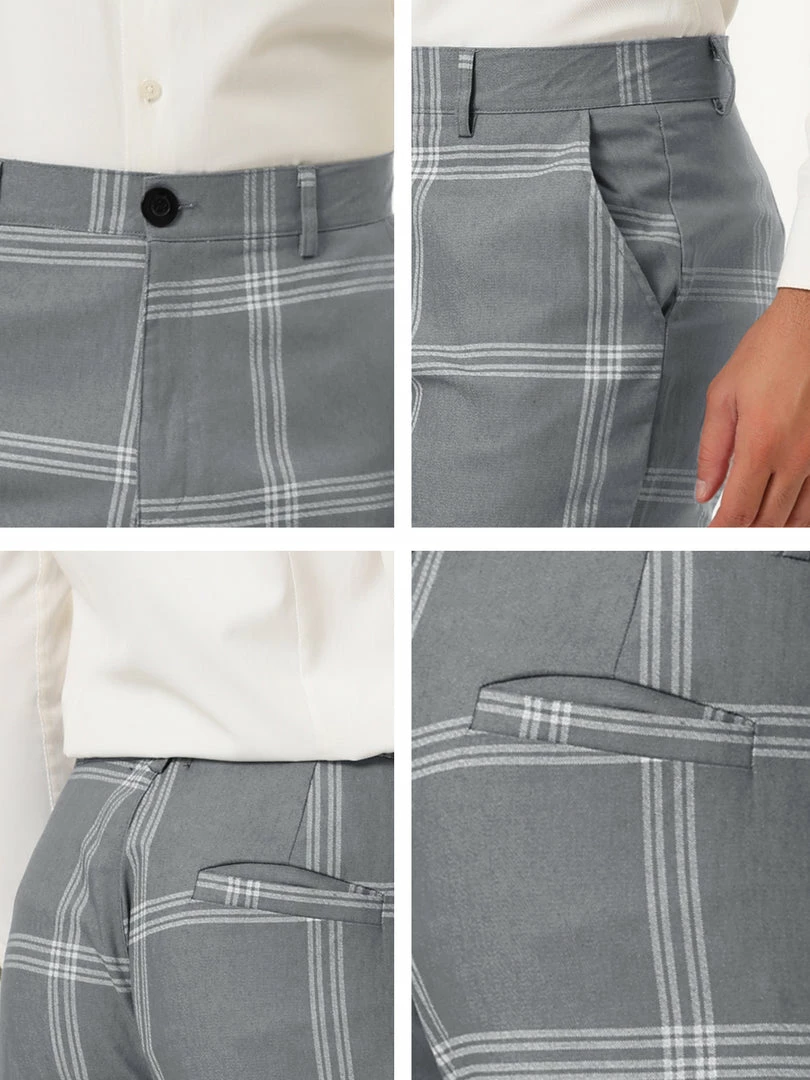 Allegra K Men's Plaid Dress Pants Casual Slim Fit Flat Front Checked Printed Business Trousers 9 Allegra K Men's Plaid Dress Pants Casual Slim Fit Flat Front Checked Printed Business Trousers