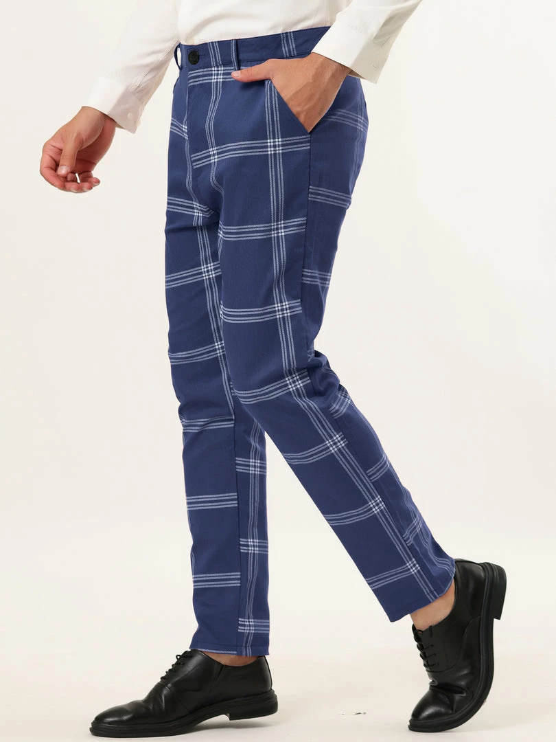 Allegra K Men's Plaid Dress Pants Casual Slim Fit Flat Front Checked Printed Business Trousers 29 Allegra K Men's Plaid Dress Pants Casual Slim Fit Flat Front Checked Printed Business Trousers