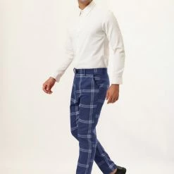 Allegra K Men's Plaid Dress Pants Casual Slim Fit Flat Front Checked Printed Business Trousers 67 Allegra K Men's Plaid Dress Pants Casual Slim Fit Flat Front Checked Printed Business Trousers