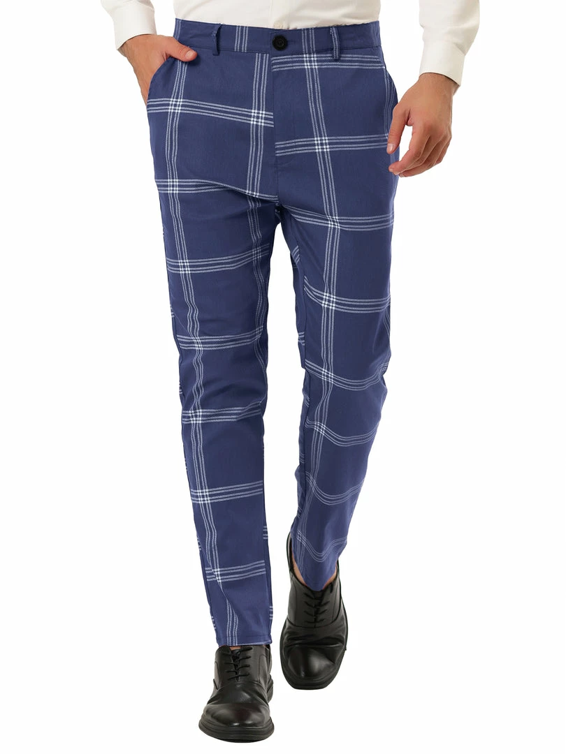 Allegra K Men's Plaid Dress Pants Casual Slim Fit Flat Front Checked Printed Business Trousers 28 Allegra K Men's Plaid Dress Pants Casual Slim Fit Flat Front Checked Printed Business Trousers