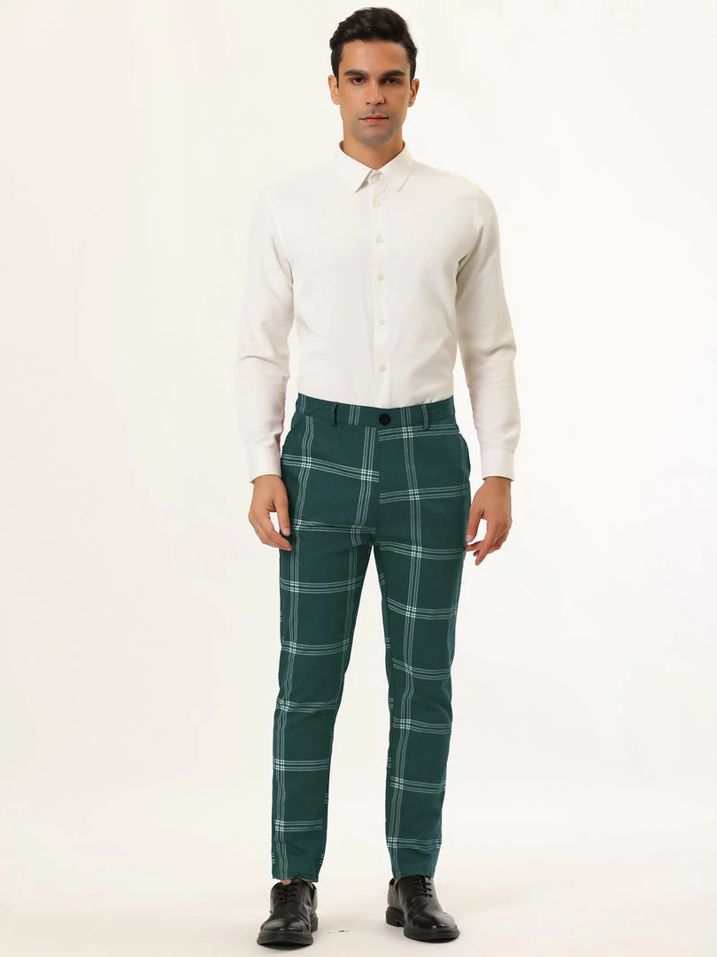 Allegra K Men's Plaid Dress Pants Casual Slim Fit Flat Front Checked Printed Business Trousers 24 Allegra K Men's Plaid Dress Pants Casual Slim Fit Flat Front Checked Printed Business Trousers