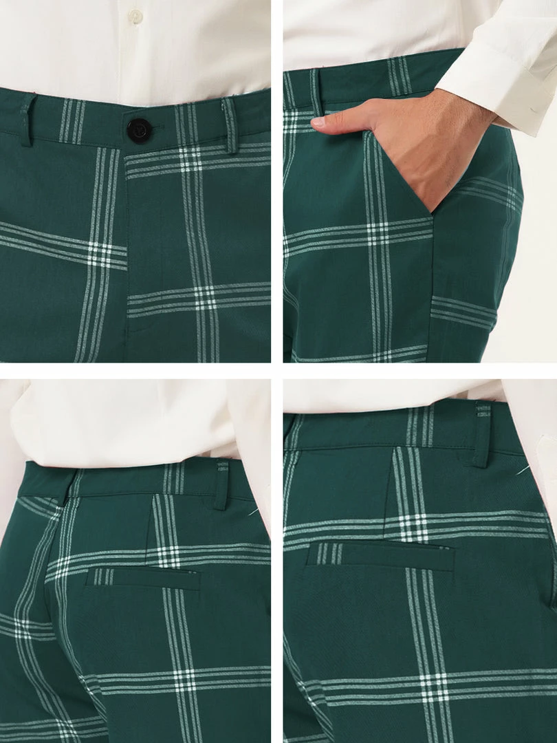 Allegra K Men's Plaid Dress Pants Casual Slim Fit Flat Front Checked Printed Business Trousers 27 Allegra K Men's Plaid Dress Pants Casual Slim Fit Flat Front Checked Printed Business Trousers