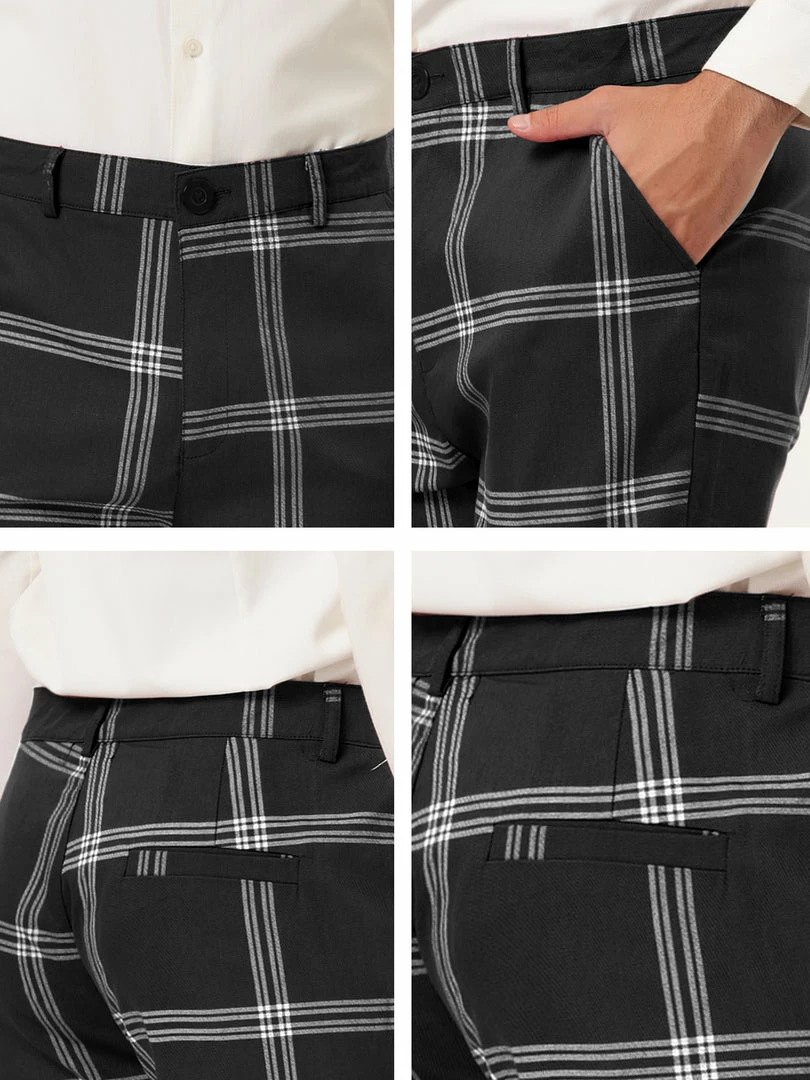 Allegra K Men's Plaid Dress Pants Casual Slim Fit Flat Front Checked Printed Business Trousers 21 Allegra K Men's Plaid Dress Pants Casual Slim Fit Flat Front Checked Printed Business Trousers