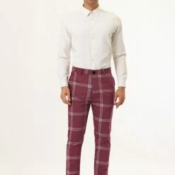 Allegra K Men's Plaid Dress Pants Casual Slim Fit Flat Front Checked Printed Business Trousers 48 Allegra K Men's Plaid Dress Pants Casual Slim Fit Flat Front Checked Printed Business Trousers