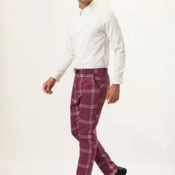 Allegra K Men's Plaid Dress Pants Casual Slim Fit Flat Front Checked Printed Business Trousers 49 Allegra K Men's Plaid Dress Pants Casual Slim Fit Flat Front Checked Printed Business Trousers