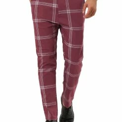 Allegra K Men's Plaid Dress Pants Casual Slim Fit Flat Front Checked Printed Business Trousers 46 Allegra K Men's Plaid Dress Pants Casual Slim Fit Flat Front Checked Printed Business Trousers