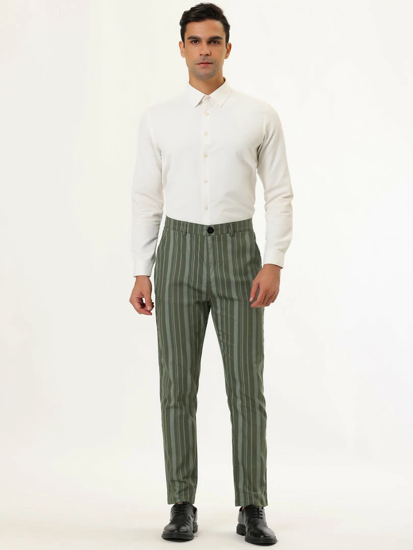 Allegra K Men's Business Trousers Contrast Color Slim Fit Flat Front Striped Dress Pants 6 Allegra K Men's Business Trousers Contrast Color Slim Fit Flat Front Striped Dress Pants