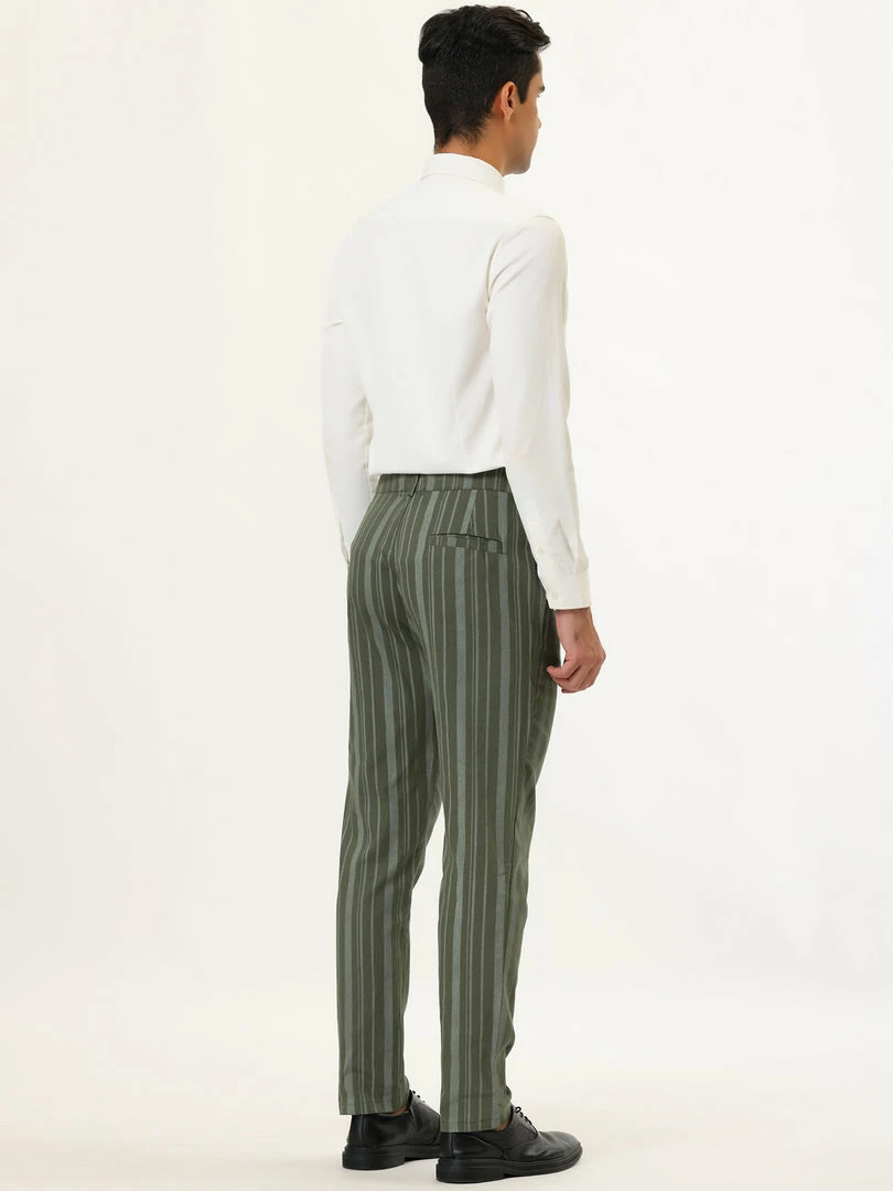 Allegra K Men's Business Trousers Contrast Color Slim Fit Flat Front Striped Dress Pants 8 Allegra K Men's Business Trousers Contrast Color Slim Fit Flat Front Striped Dress Pants