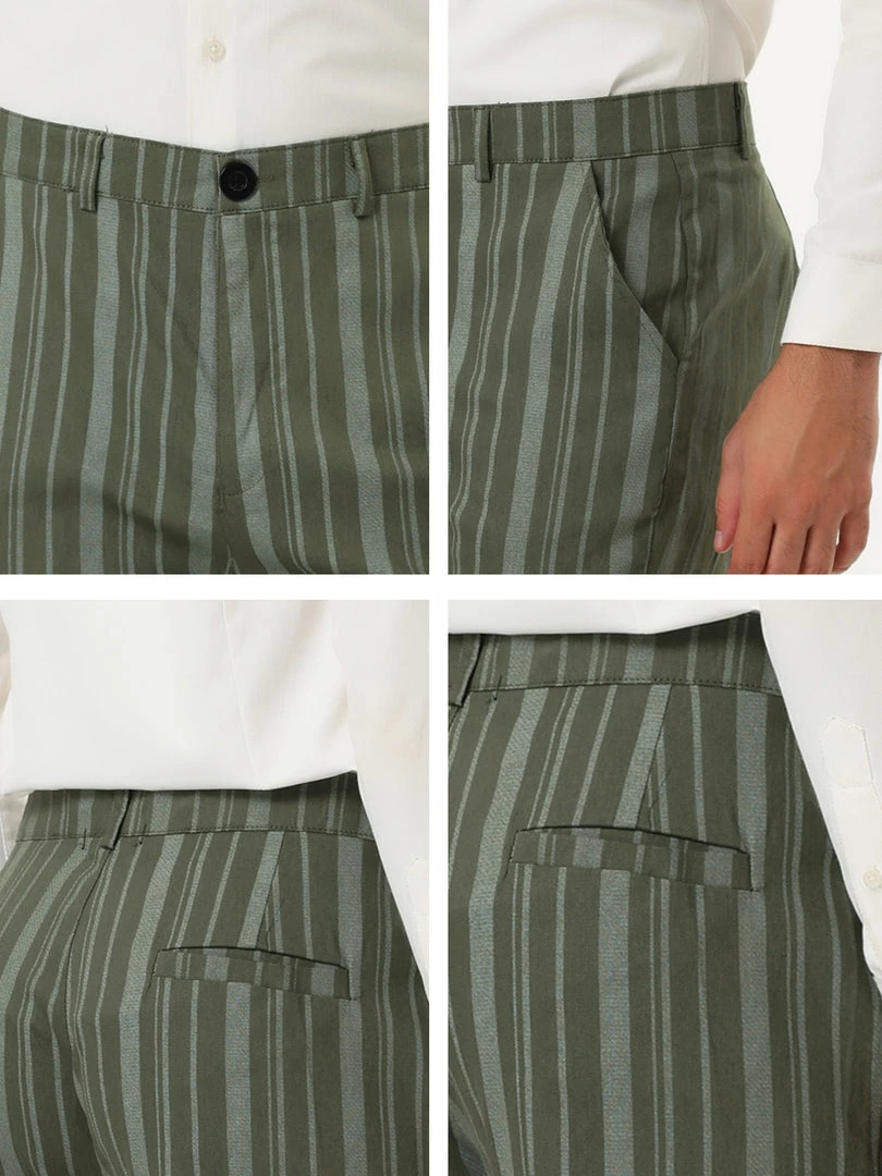 Allegra K Men's Business Trousers Contrast Color Slim Fit Flat Front Striped Dress Pants 9 Allegra K Men's Business Trousers Contrast Color Slim Fit Flat Front Striped Dress Pants