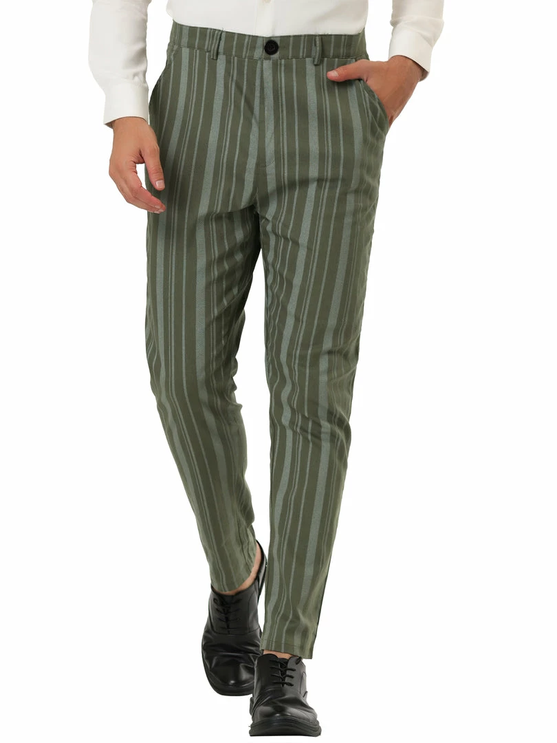 Allegra K Men's Business Trousers Contrast Color Slim Fit Flat Front Striped Dress Pants 4 Allegra K Men's Business Trousers Contrast Color Slim Fit Flat Front Striped Dress Pants